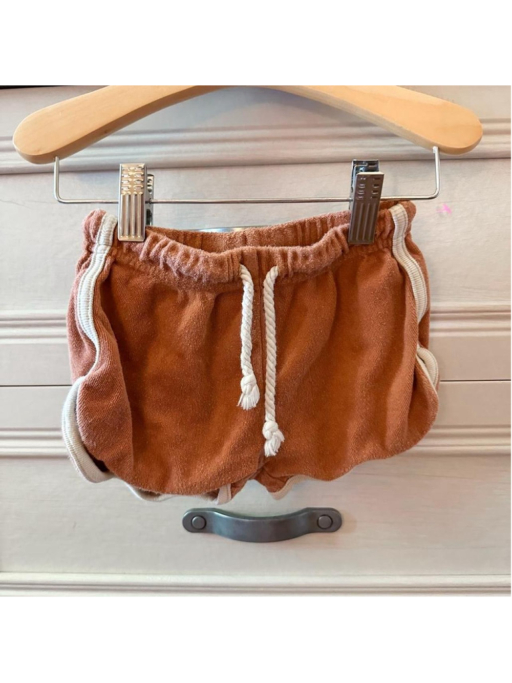 Ryder + Cru orange & brown shorts with white trim, size 18-24 months #kids #todd